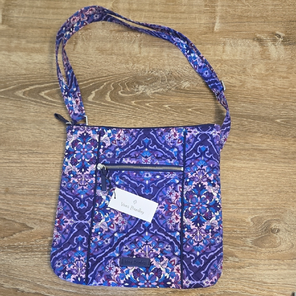 Vera Bradley Purple and Blue Crossbody Bag with Quilted Paisley Design